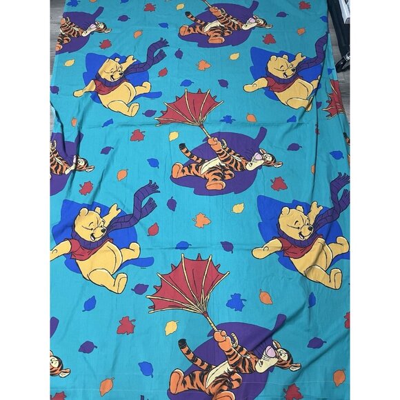 Vtg Disney Winnie The Pooh Blustery Day Fabric Tigger Blue 67”x98” - Picture 1 of 7